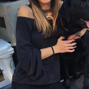 Cut Out Shoulder Long Sleeve Top